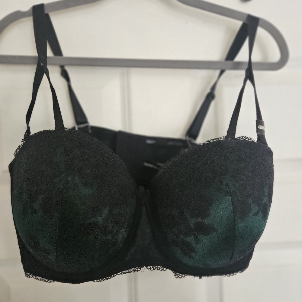 Torrid Black and Green Lace Bra